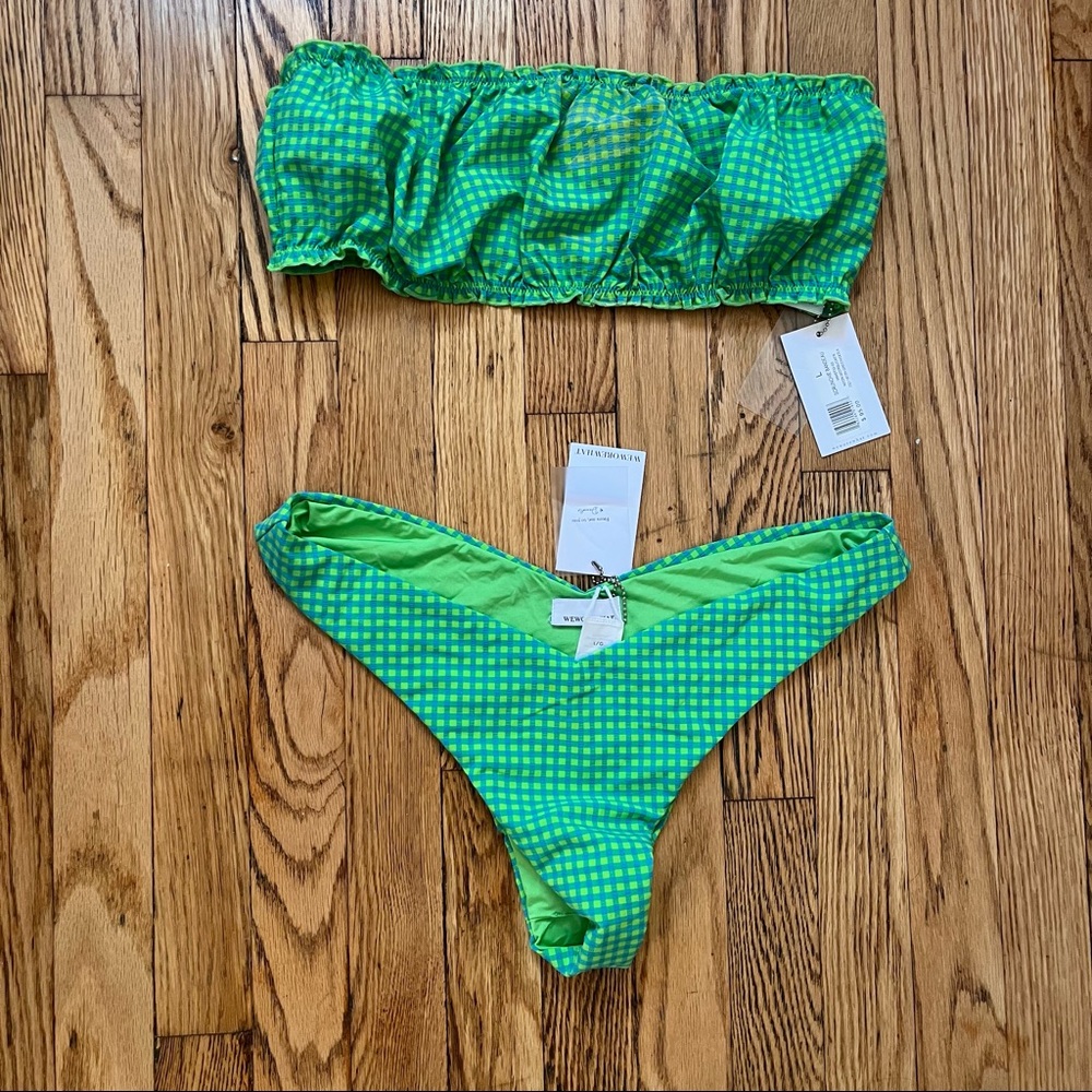WeWoreWhat Neon Seersucker Bikini